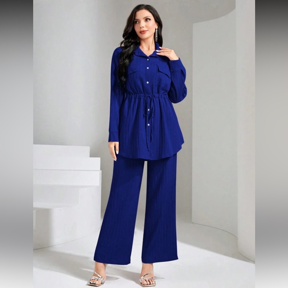 Royal Blue Wide Leg Pants & Top Set